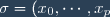 \sigma=(x_0,\cdots,x_p)